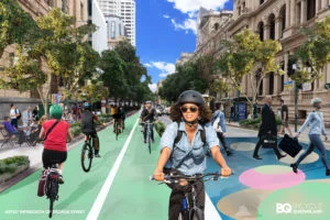 Mockup of George Street pop-up bike lane