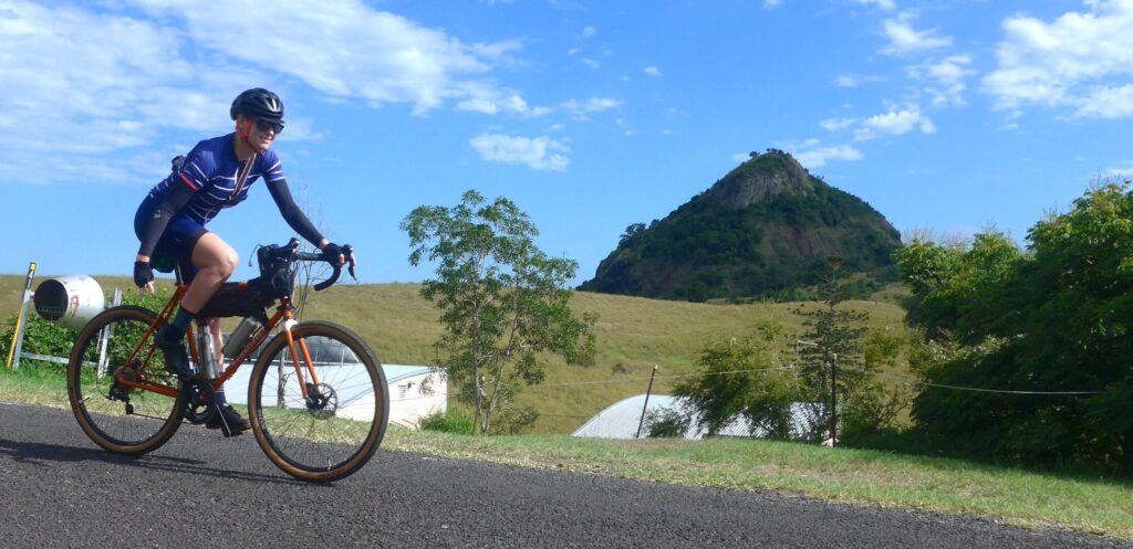 Riding past Sugarloaf Hill.